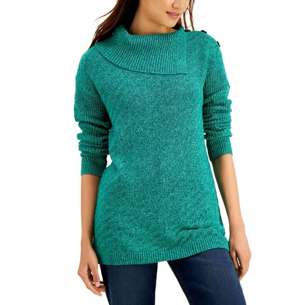 Style & Co. Women's Ribbed Button Tunic Sweater